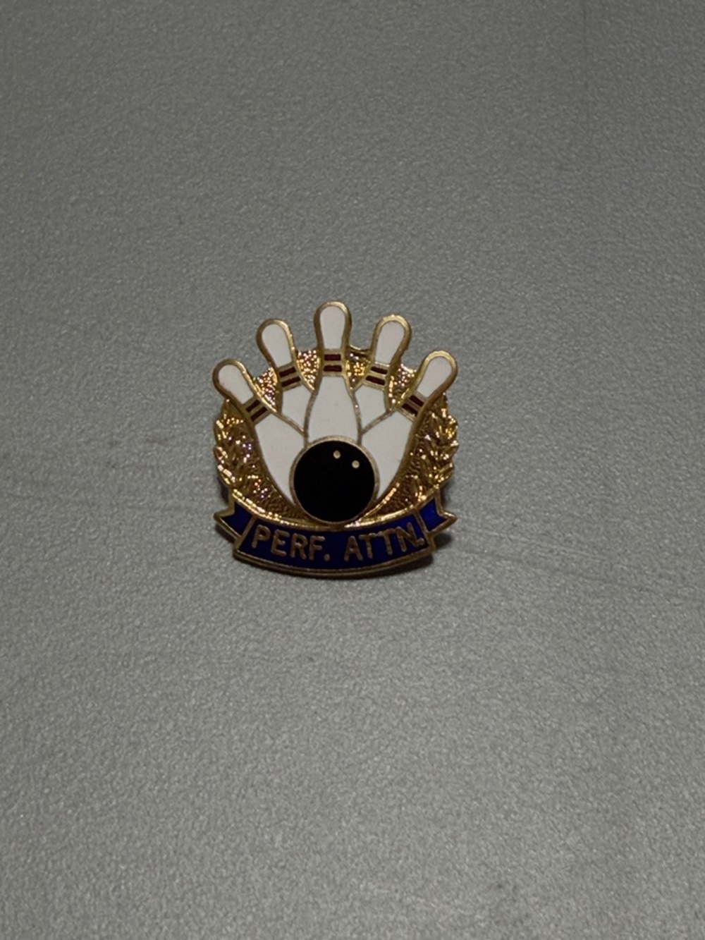 Bowling Performance Attainment Enamel Pin - Gold, White, Black, Blue